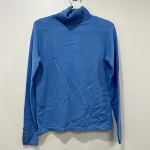 J Mclaughlin Cabot Sweater Small NWT $248 100% Cashmere‎ Turtleneck Blue Solid